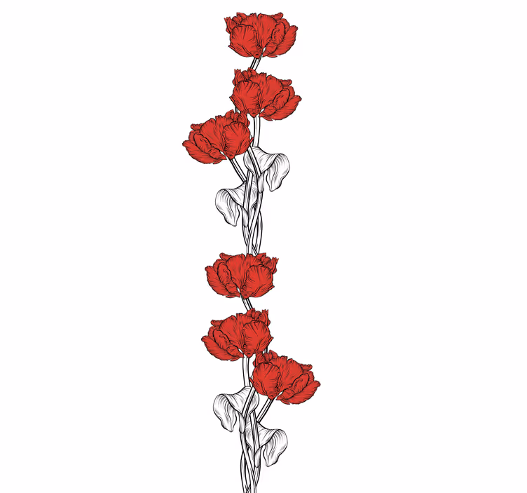 Estore de rolo flores e plantas flores vermelhas elegantes - TenStickers