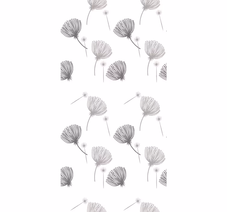 Estore de rolo flores e plantas padrão cinza suave - TenStickers