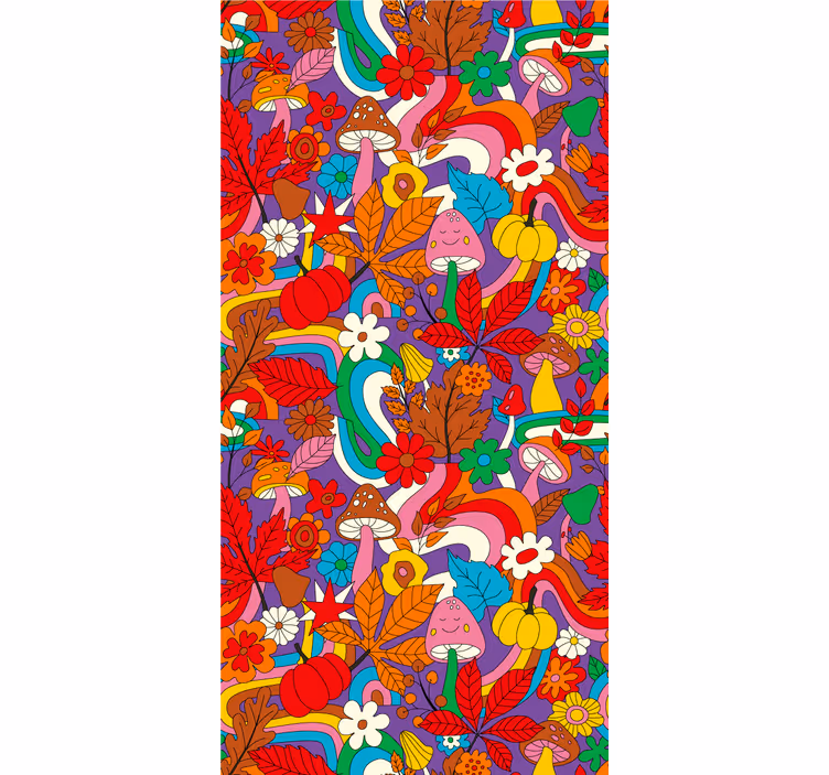 Estore de rolo divertidos fantasia de cogumelo colorido - TenStickers