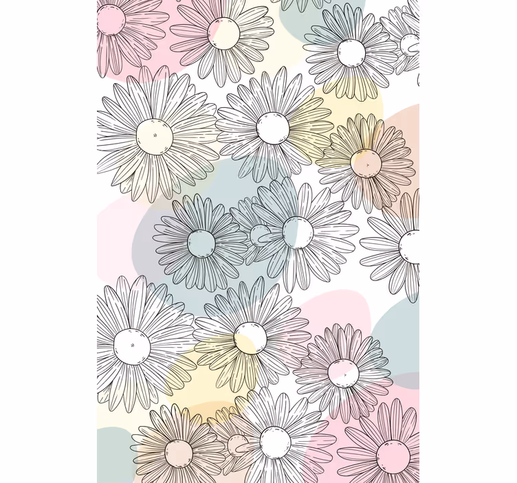 Estore de rolo florais margaridas e tons pastéis - TenStickers