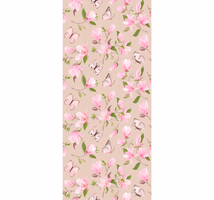 Estore de rolo flores e plantas borboletas florais delicadas - TenStickers