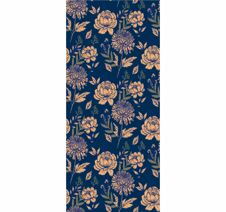 Estore de rolo florais padrão elegante marinho - TenStickers