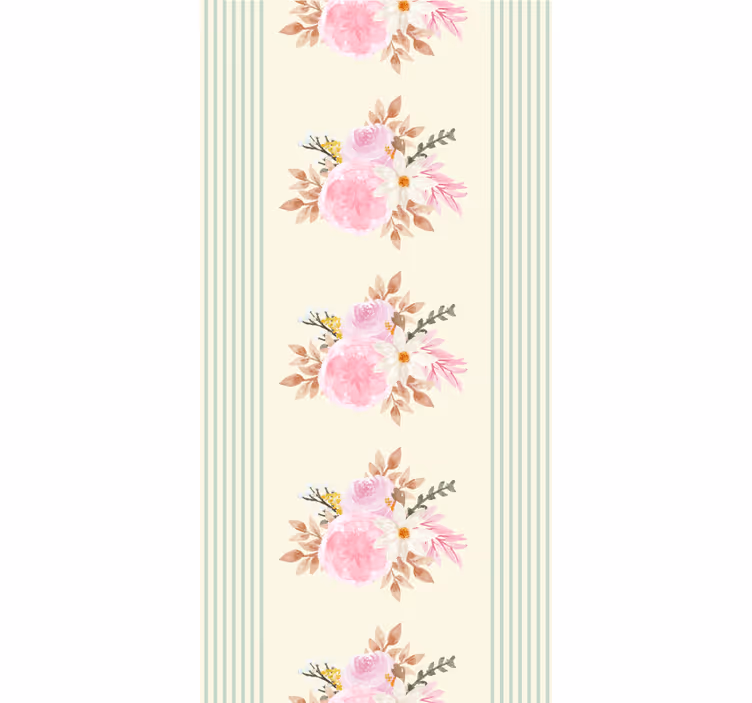 Estore de rolo flores e plantas padrão listrado francês - TenStickers