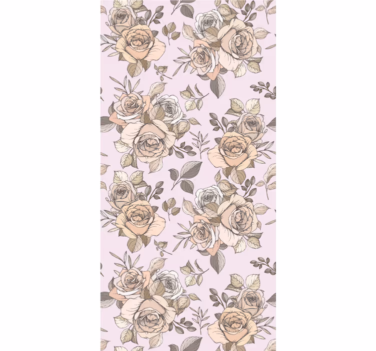Estore de rolo florais motivo de rosa gracioso - TenStickers