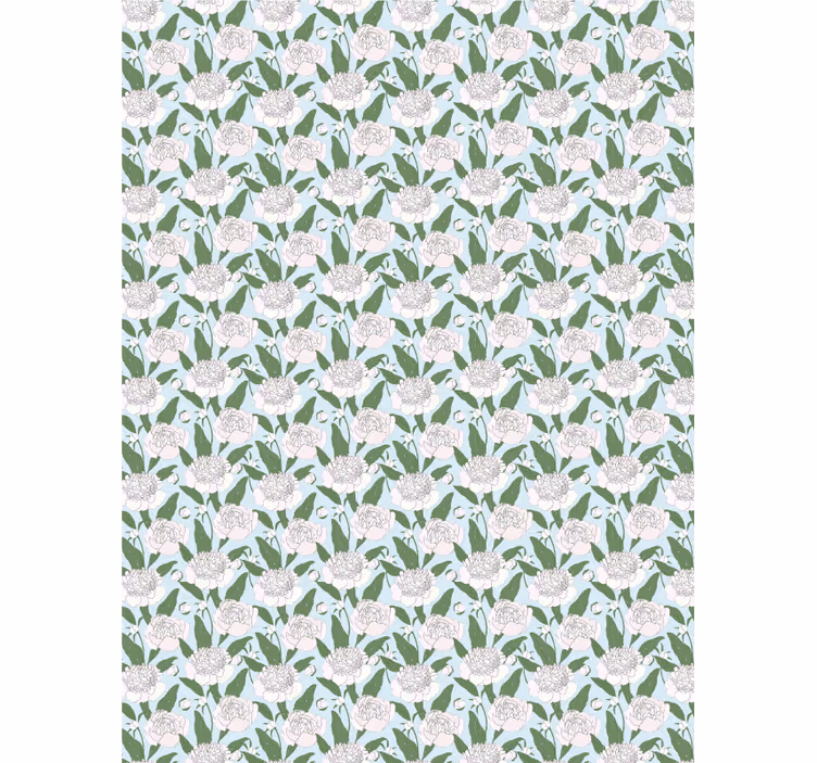 Estore de rolo flores e plantas padrão de peônia branca - TenStickers