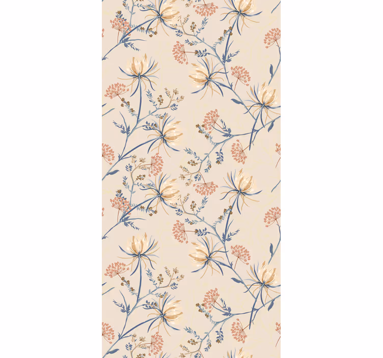Estore de rolo flores e plantas padrão floral bege - TenStickers