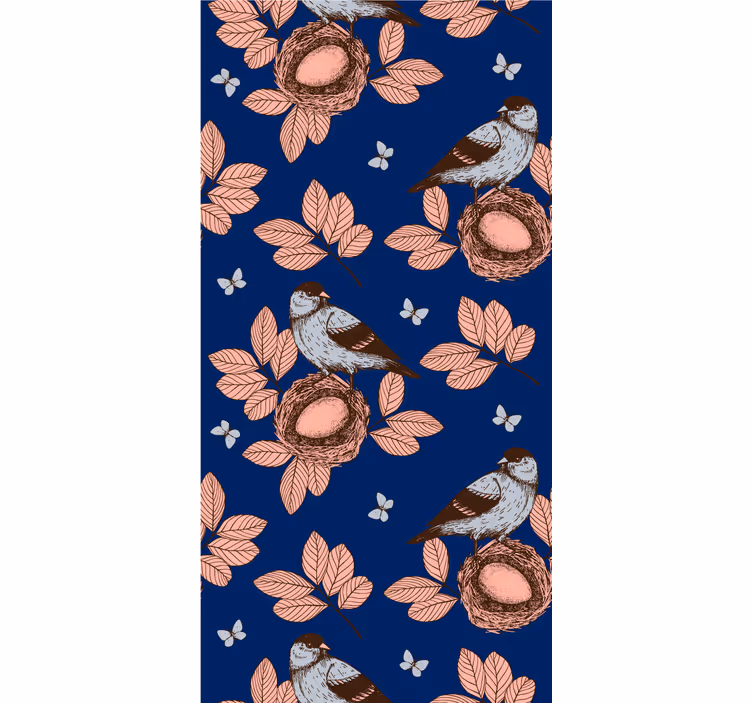 Estore de rolo flores e plantas pássaros e folhas ninho - TenStickers