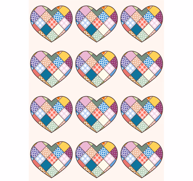 Estore de rolo romântico corações coloridos de retalhos - TenStickers