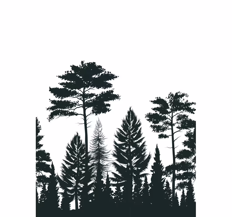 Estores de rolo de árvores cena de floresta de silhueta - TenStickers