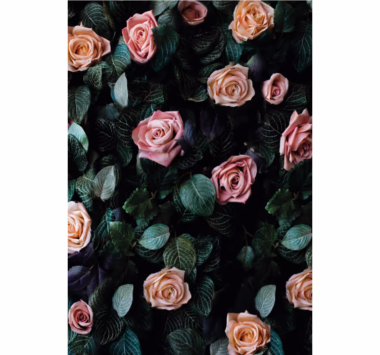 Estore de rolo florais padrão de rosas realistas - TenStickers