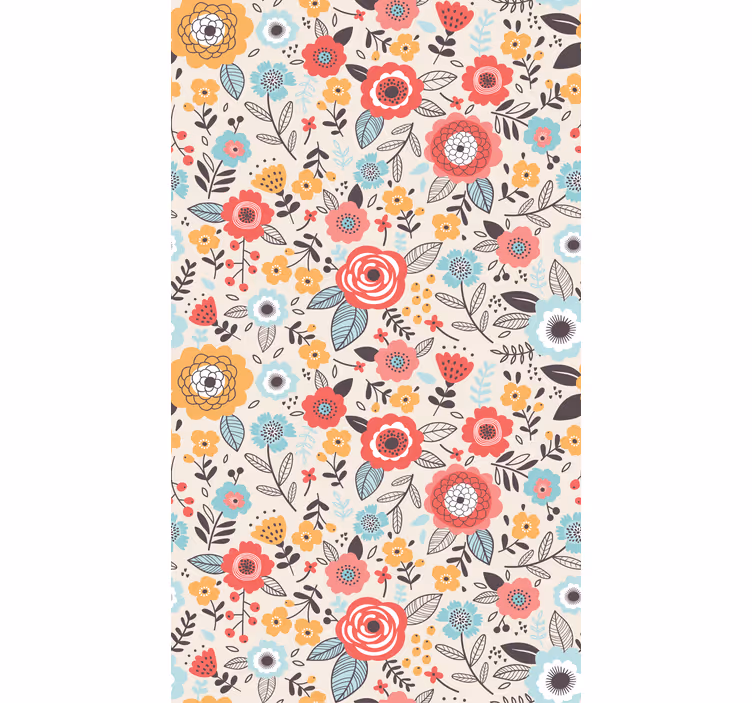 Estor de flores com padrão colorido pintado - TenStickers