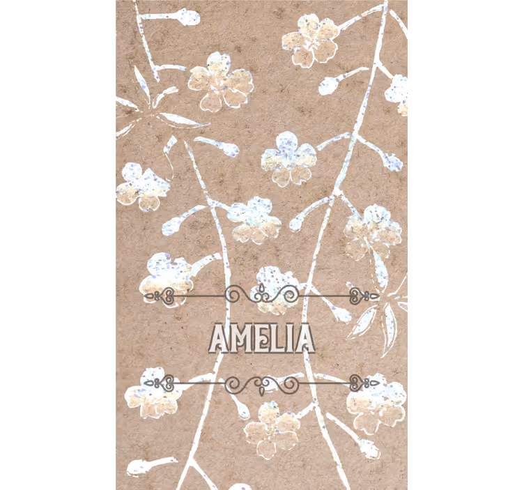 Estore de rolo para quarto de casal em bege floral com nome - TenStickers