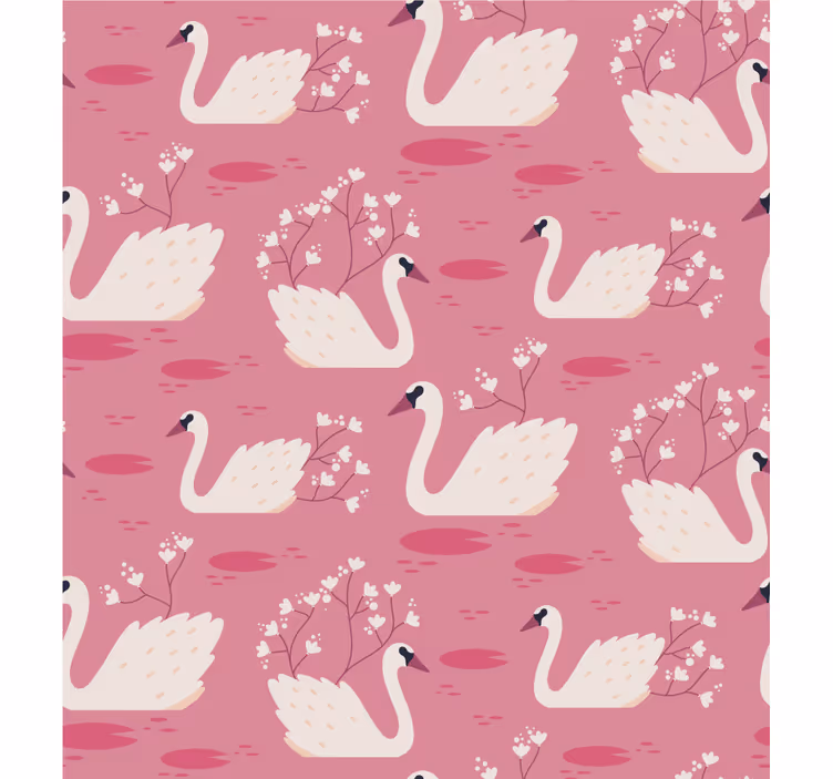 Estore de rolo flores e plantas cisnes elegantes e flores - TenStickers