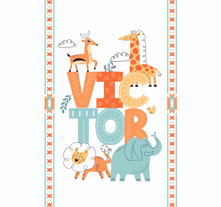 Estore de rolo infantil animais selvagens com nome - TenStickers