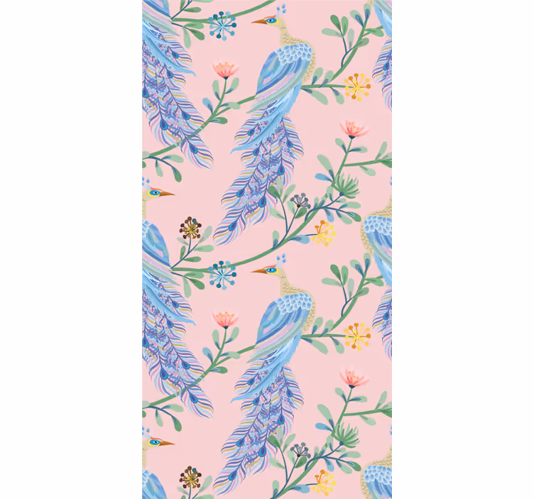 Estore de rolo flores e plantas design de pássaro tropical - TenStickers