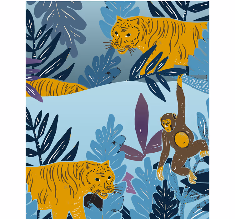 Estore de rolo infantil tigres e macacos - TenStickers