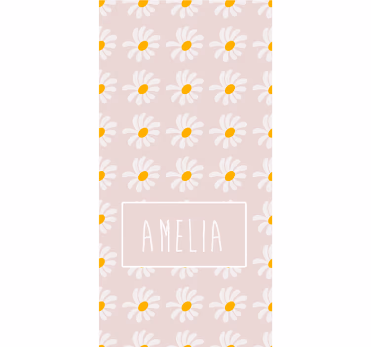 Estore de rolo infantil margarida floral com nome - TenStickers