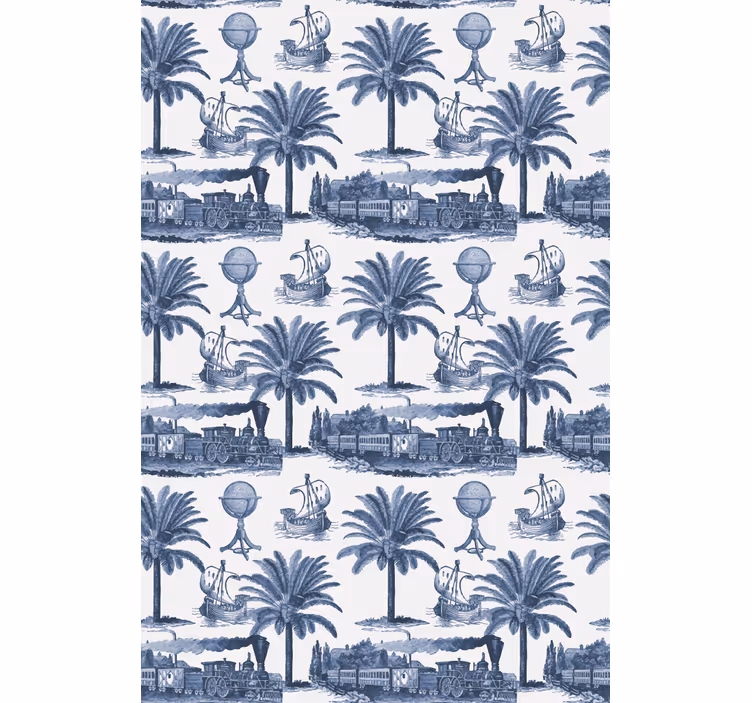 Estore de rolo vintage cena de palmeira azul - TenStickers