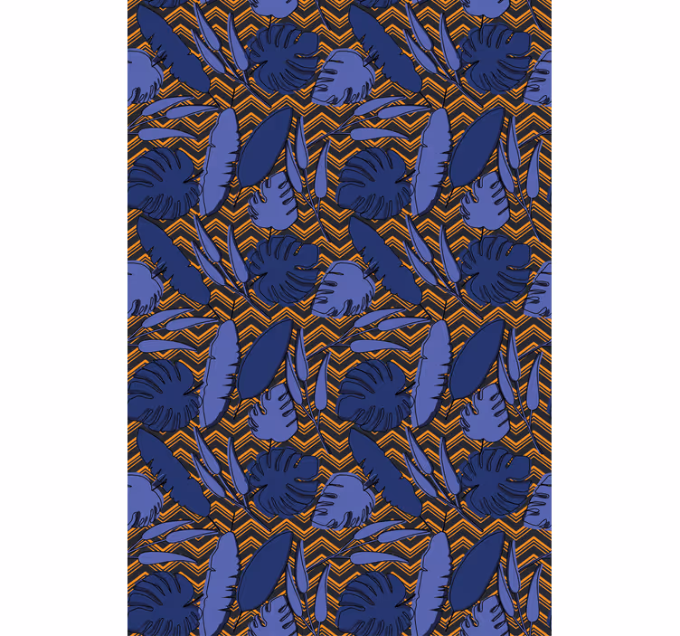Estore de rolo flores e plantas padrão tropical azul - TenStickers