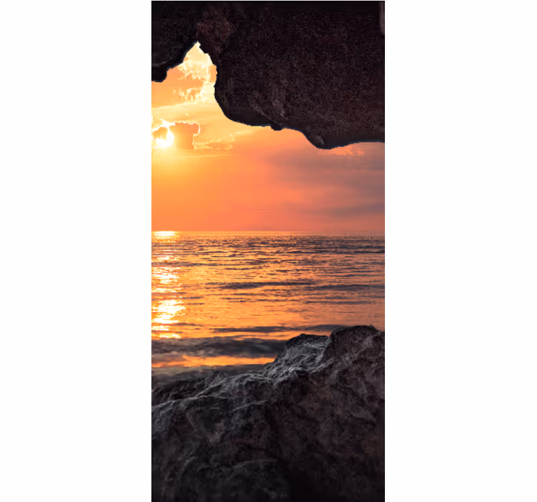 3d caverna nascer do sol oceano original cortina de rolo - TenStickers