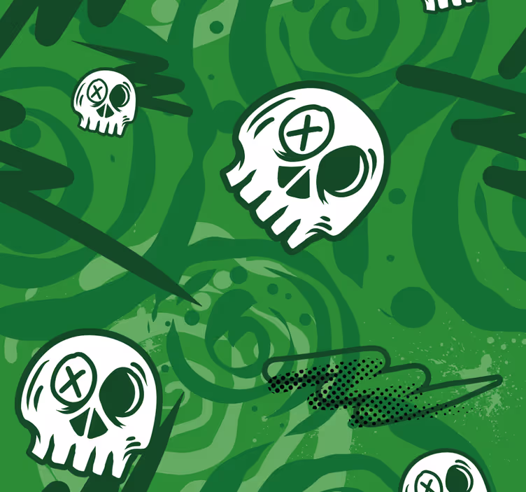 Estore de rolo juvenil crânios e graffiti verde - TenStickers
