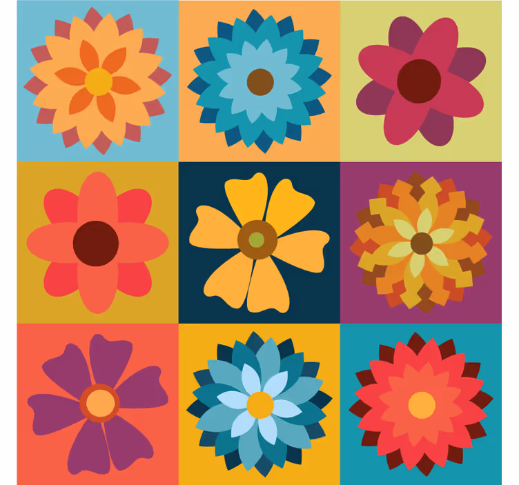 Estore de rolo cozinha azulejos de flores coloridas - TenStickers