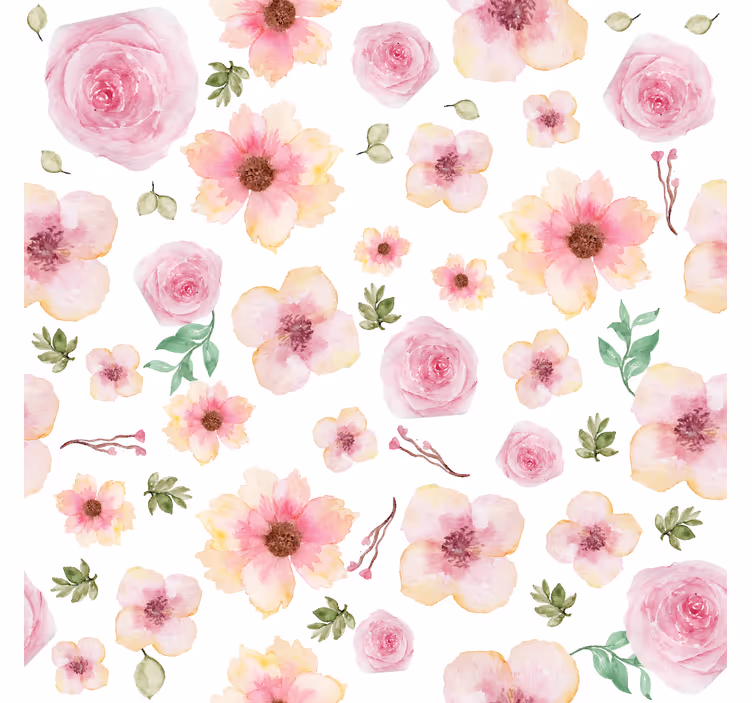 Estore de rolo padrão de flores cor de rosa - TenStickers