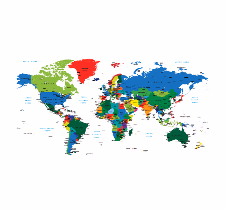 Estore de rolo do mapa mundial cartografia política - TenStickers