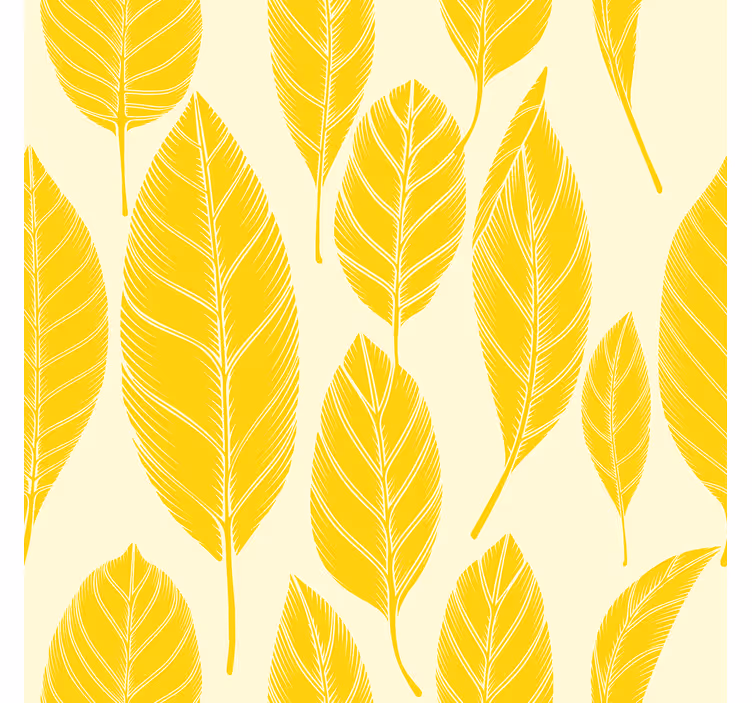 Estore de rolo amarelo padrão de folhas grandes - TenStickers