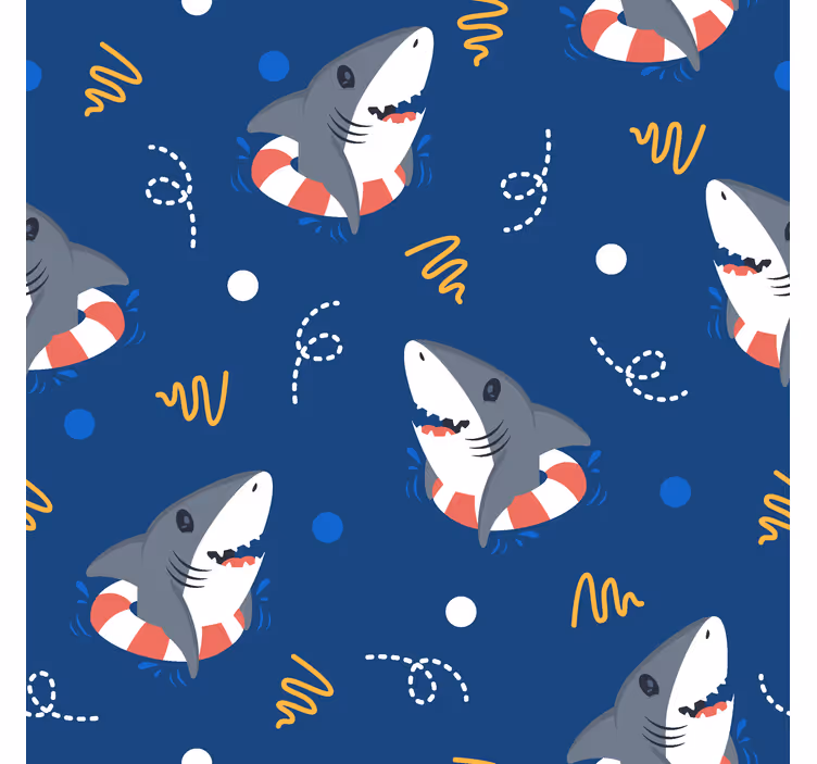 Estore de rolo divertidos padrão de tubarão salva-vidas - TenStickers