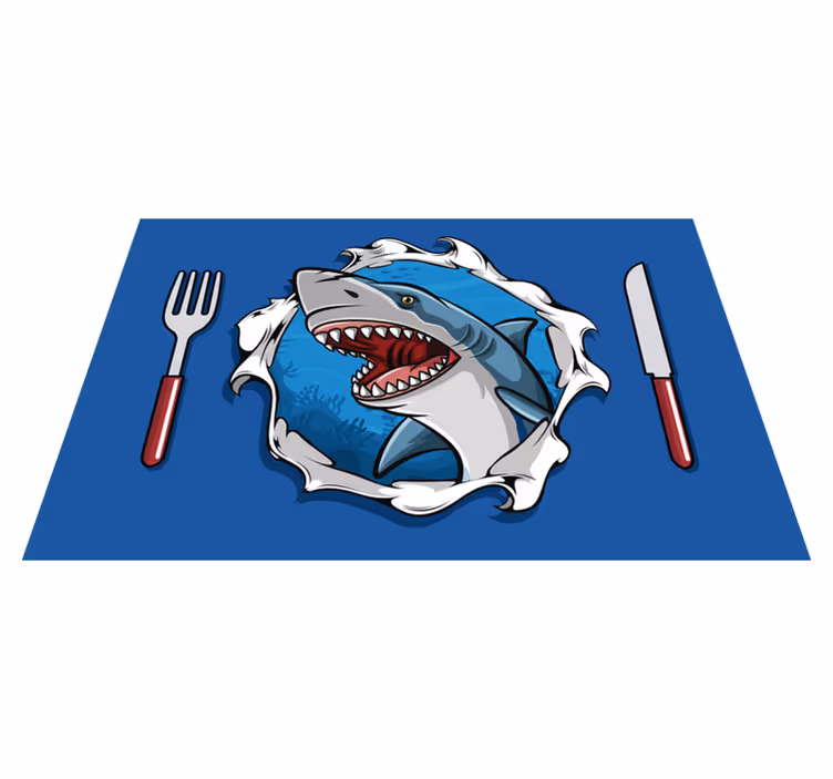 Individuais de mesa Grande tubarão 3d - TenStickers