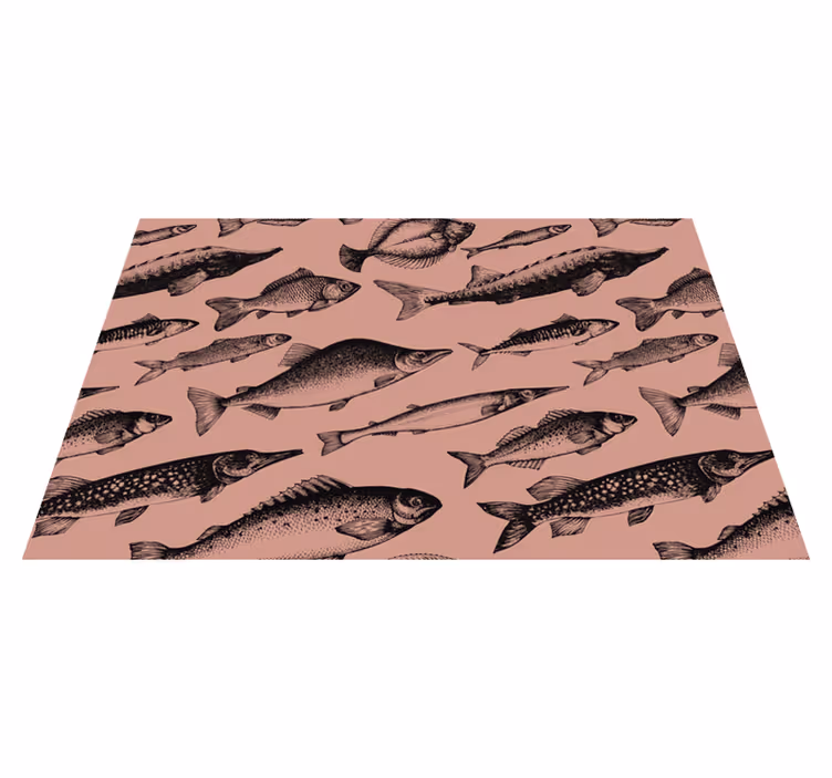 Individuais de mesa originais com arte de padrão de peixes - TenStickers