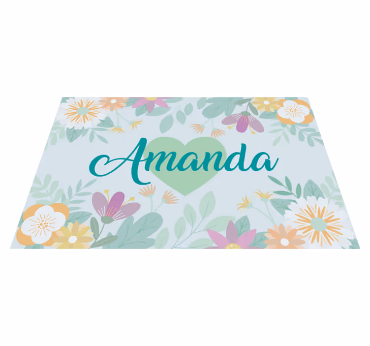 Individuais de mesa com nome coração de flor amanda - TenStickers