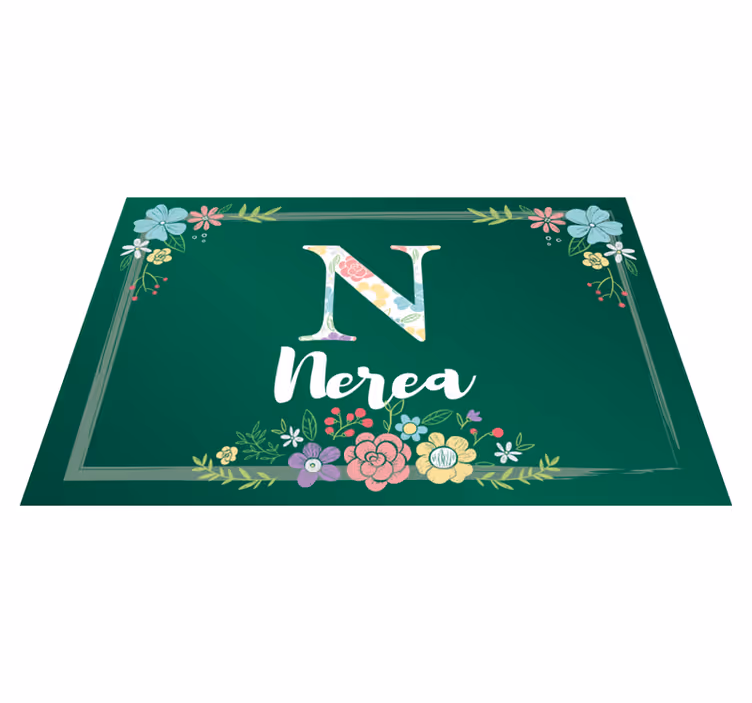 Verde com flores personalizáveis individuais de mesa de nomes - TenStickers