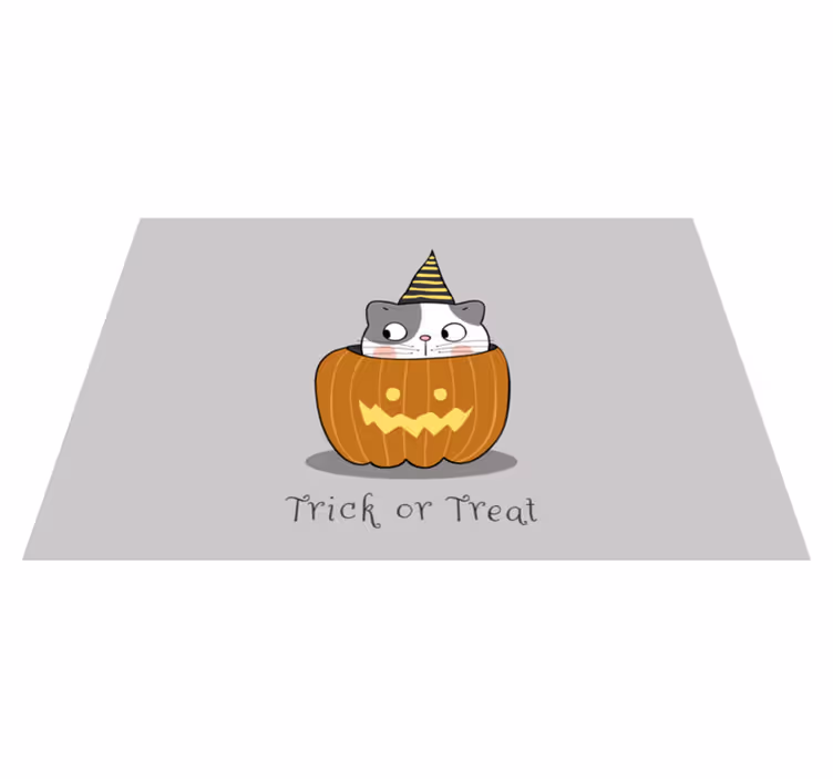 Individual de mesa halloween gato na abóbora - TenStickers