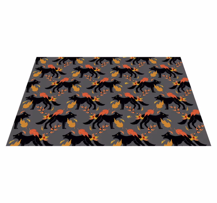 Individual de mesa halloween raposas com chamas - TenStickers