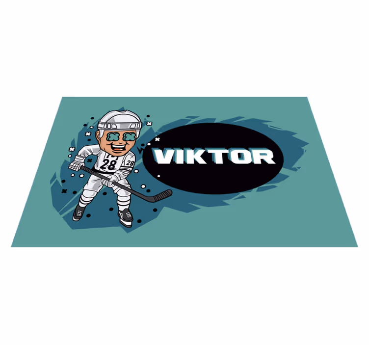 Individuais de mesa infantis jogador de hóquei em cartoon - TenStickers