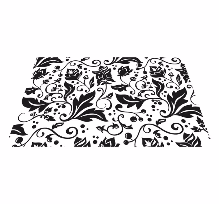 Individuais de mesa modernos Redemoinho floral preto sobre fundo  - TenStickers
