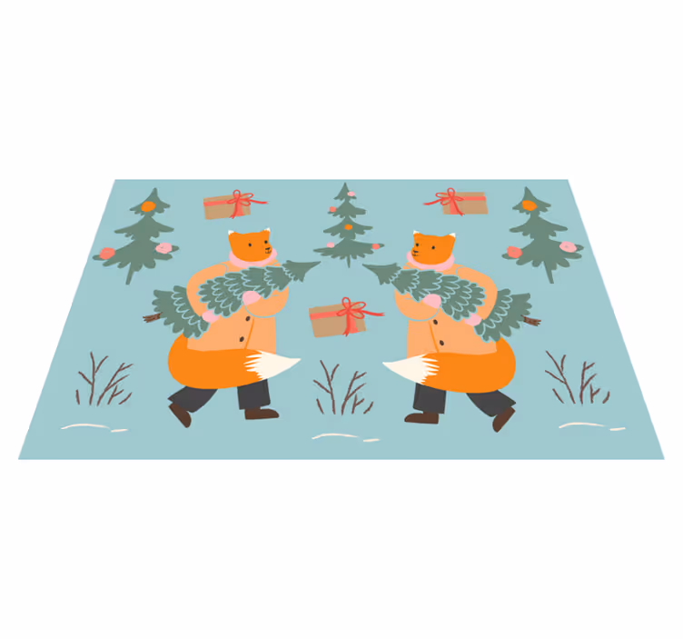 Individuais de mesa de natal raposa festiva com Árvore - TenStickers