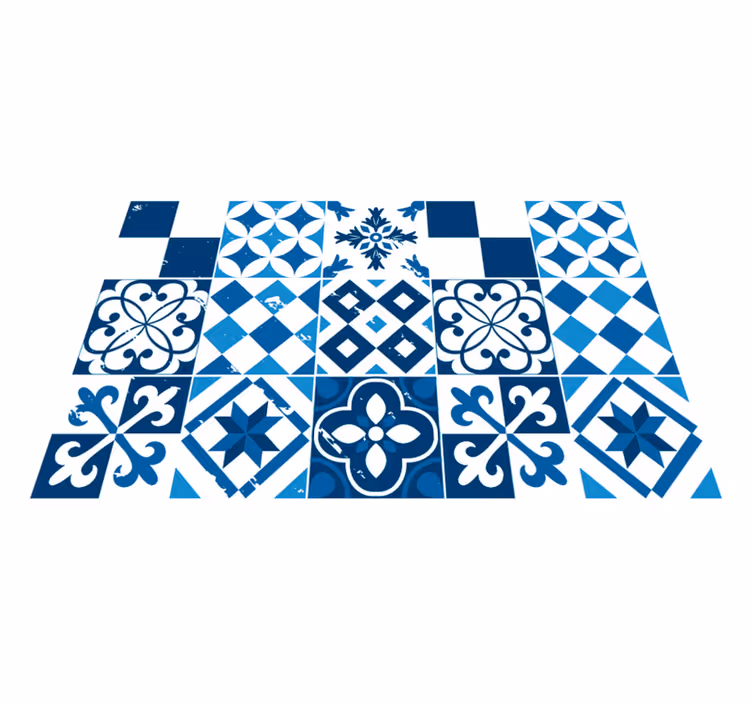 Individuais de mesa modernos Flor branca e azul moderna - TenStickers