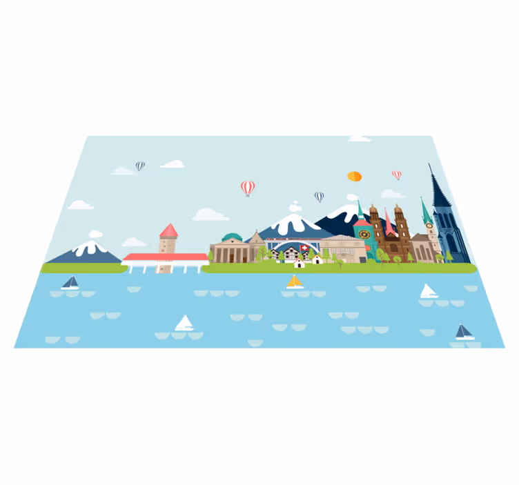 Individuais de mesa originais paisagem urbana colorida - TenStickers