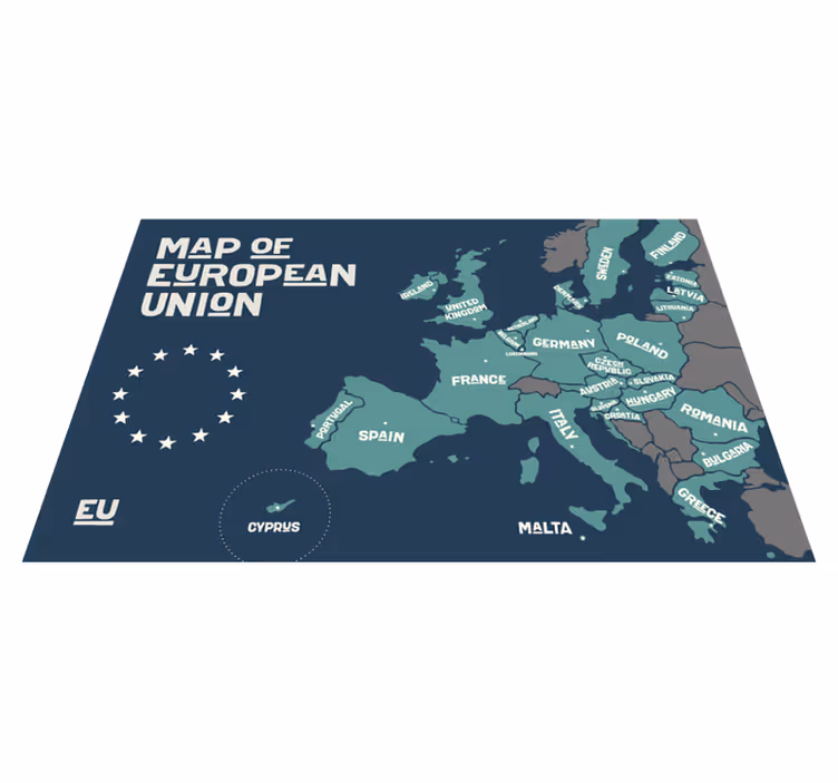 Individuais de mesa com texto mapa da união europeia - TenStickers