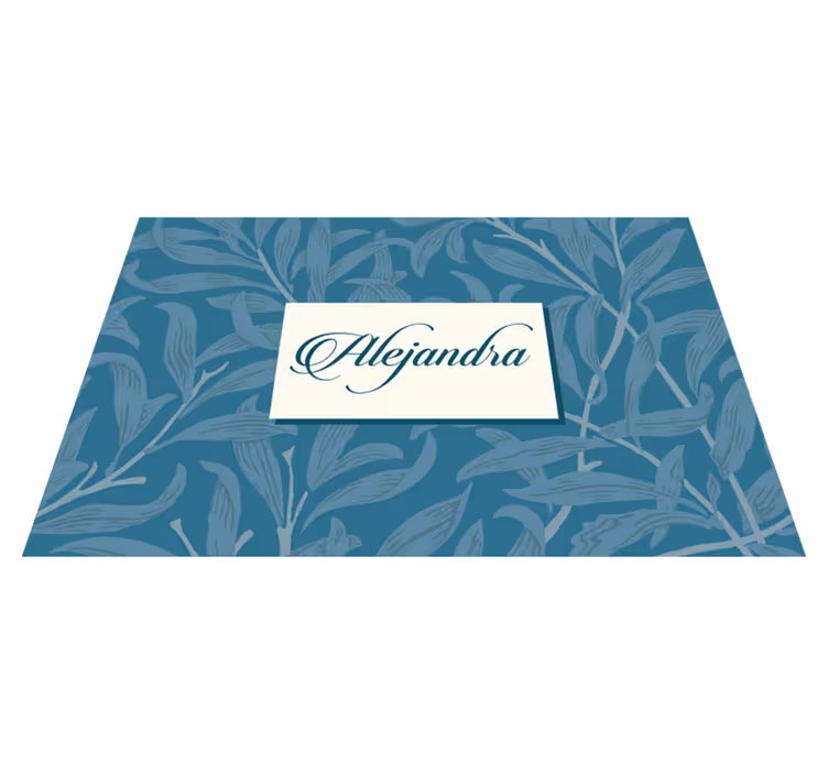 Individuais de mesa com nome design de folha elegante - TenStickers