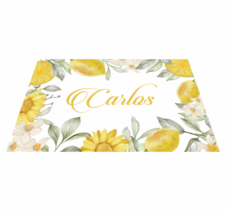 Individuais de mesa com nome arranjo floral limão - TenStickers