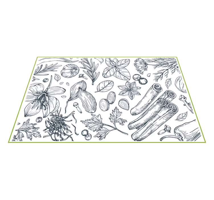Individuais de mesa de texturas com fundo de ervas - TenStickers
