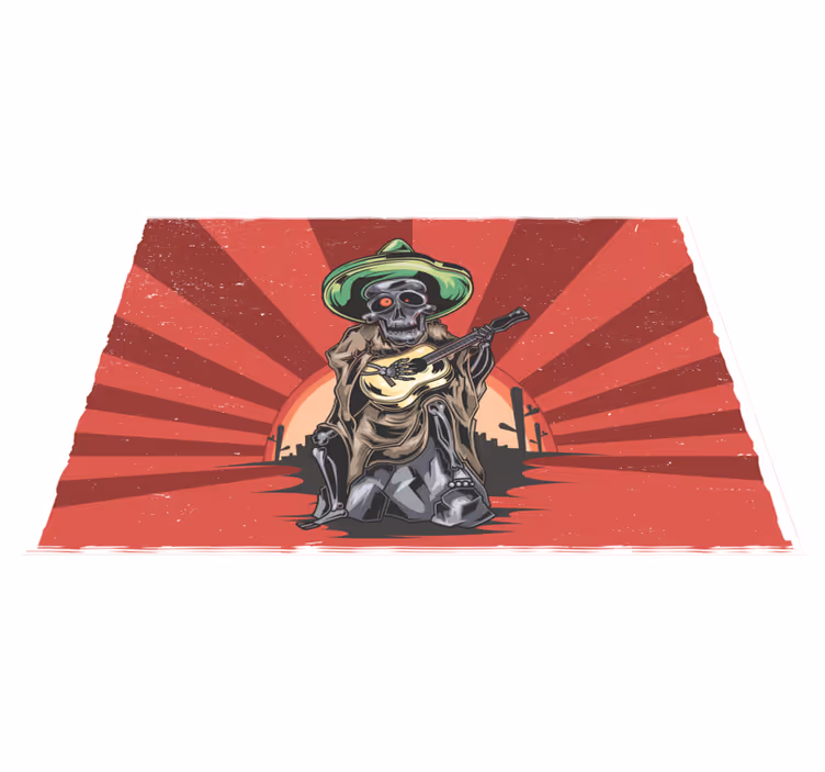 Individual de mesa halloween músico mariachi esqueleto - TenStickers