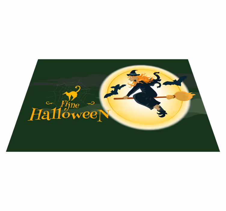 Individual de mesa halloween cena da vassoura da bruxa - TenStickers