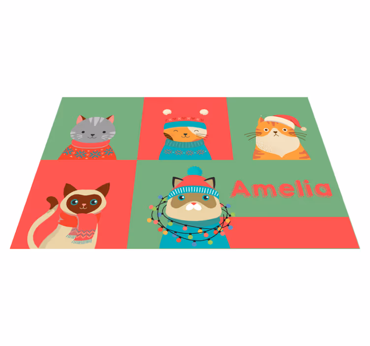 Individuais de mesa infantis gatos cartunizados fofos - TenStickers