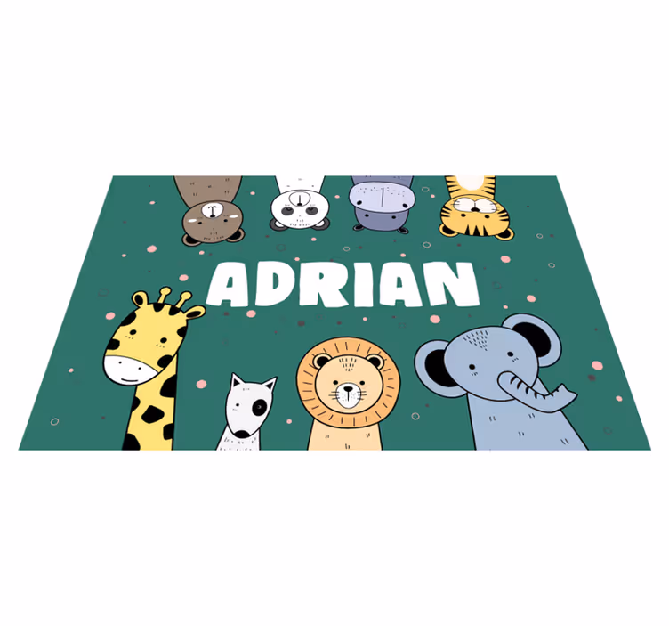 Individuais de mesa com nome Desenhos animados de animais com nom - TenStickers