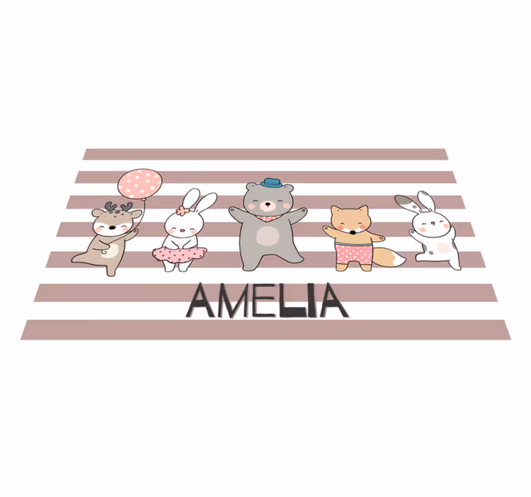 Individuais de mesa com nome Animais dançando com o nome - TenStickers